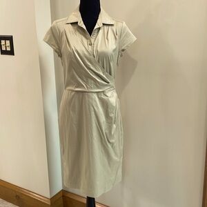Ann Taylor Khaki Tan Faux Wrap Dress Size 4